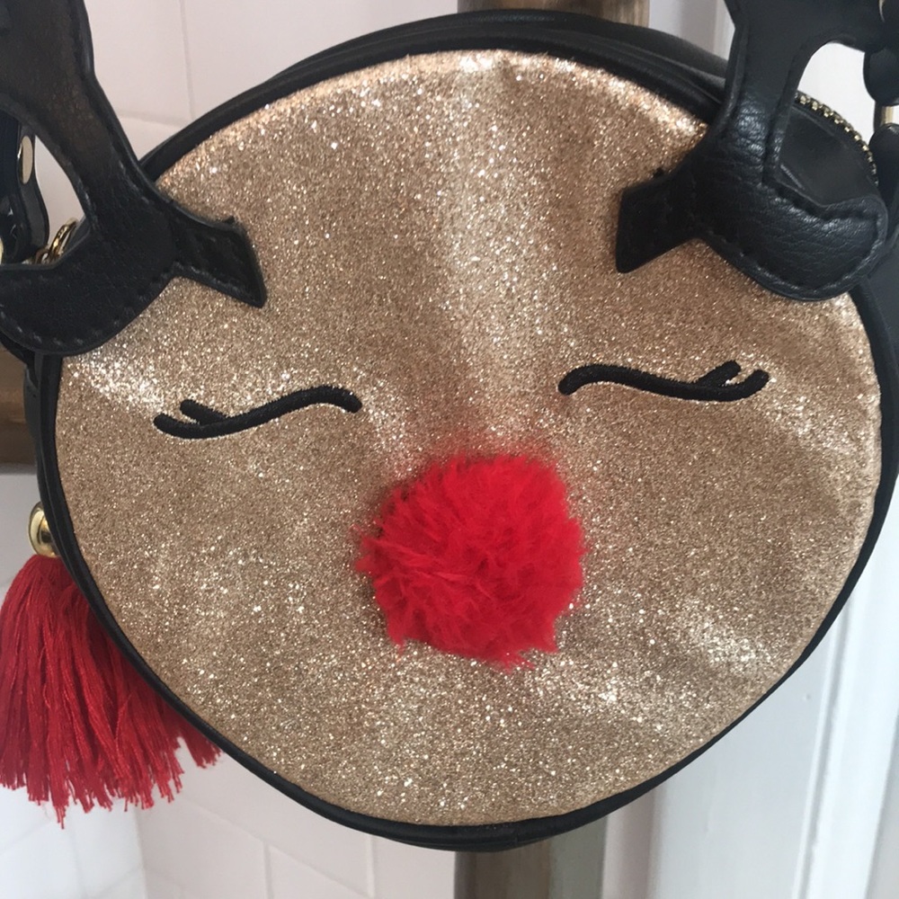 Gold and Red Reindeer Kids Crossbody Bag